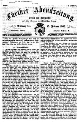 Fürther Abendzeitung Mittwoch 15. Februar 1865