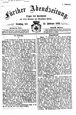 Fürther Abendzeitung Samstag 25. Februar 1865