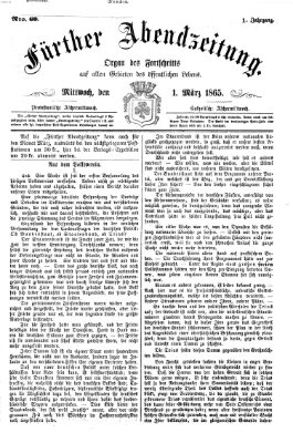 Fürther Abendzeitung Mittwoch 1. März 1865