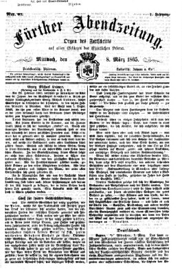 Fürther Abendzeitung Mittwoch 8. März 1865