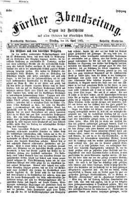 Fürther Abendzeitung Dienstag 18. April 1865