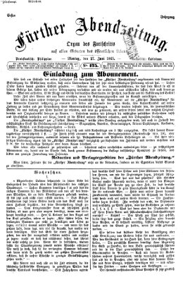 Fürther Abendzeitung Dienstag 27. Juni 1865