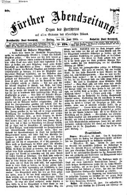 Fürther Abendzeitung Freitag 30. Juni 1865