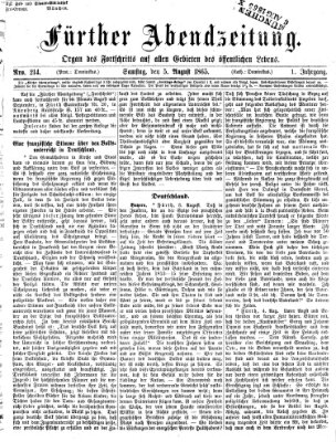 Fürther Abendzeitung Samstag 5. August 1865