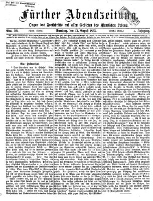 Fürther Abendzeitung Samstag 12. August 1865