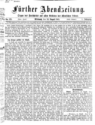 Fürther Abendzeitung Mittwoch 16. August 1865