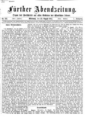 Fürther Abendzeitung Mittwoch 23. August 1865