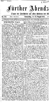 Fürther Abendzeitung Donnerstag 31. August 1865