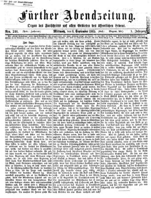 Fürther Abendzeitung Mittwoch 6. September 1865