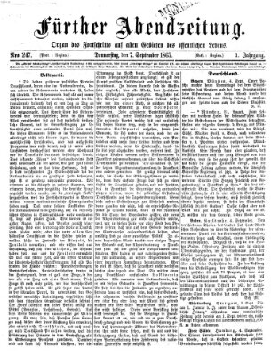 Fürther Abendzeitung Donnerstag 7. September 1865