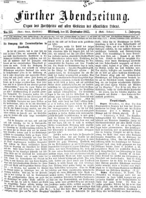 Fürther Abendzeitung Mittwoch 13. September 1865