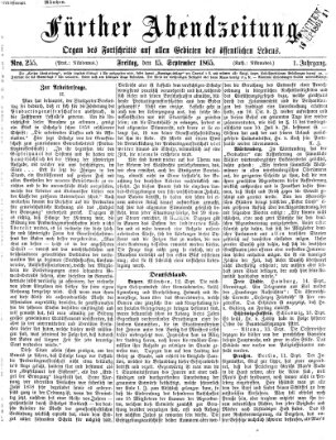 Fürther Abendzeitung Freitag 15. September 1865