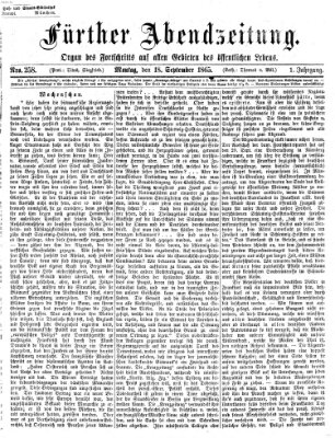 Fürther Abendzeitung Montag 18. September 1865