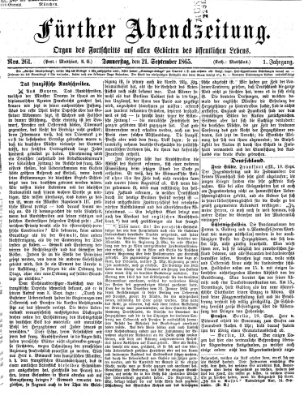 Fürther Abendzeitung Donnerstag 21. September 1865