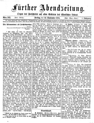 Fürther Abendzeitung Freitag 22. September 1865