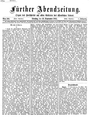 Fürther Abendzeitung Dienstag 26. September 1865