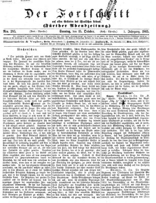 Der Fortschritt auf allen Gebieten des öffentlichen Lebens Sonntag 15. Oktober 1865