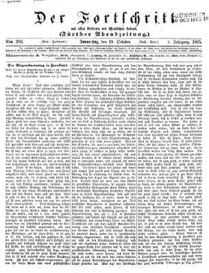 Der Fortschritt auf allen Gebieten des öffentlichen Lebens Donnerstag 19. Oktober 1865