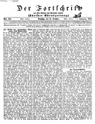 Der Fortschritt auf allen Gebieten des öffentlichen Lebens Samstag 21. Oktober 1865