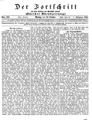 Der Fortschritt auf allen Gebieten des öffentlichen Lebens Montag 23. Oktober 1865