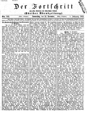 Der Fortschritt auf allen Gebieten des öffentlichen Lebens Donnerstag 14. Dezember 1865