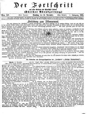 Der Fortschritt auf allen Gebieten des öffentlichen Lebens Samstag 16. Dezember 1865