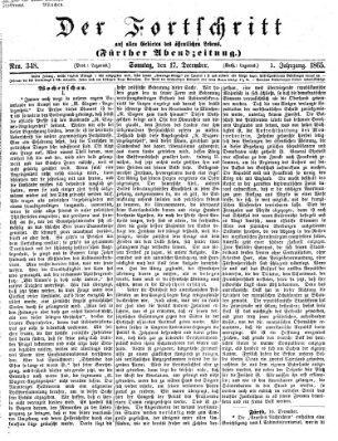 Der Fortschritt auf allen Gebieten des öffentlichen Lebens Sonntag 17. Dezember 1865