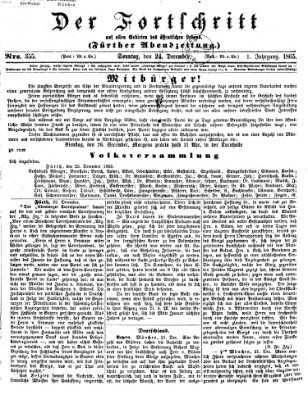 Der Fortschritt auf allen Gebieten des öffentlichen Lebens Sonntag 24. Dezember 1865