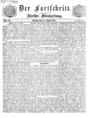 Der Fortschritt (Der Fortschritt auf allen Gebieten des öffentlichen Lebens) Dienstag 20. August 1867