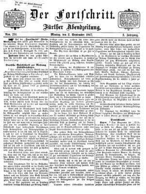 Der Fortschritt (Der Fortschritt auf allen Gebieten des öffentlichen Lebens) Montag 2. September 1867