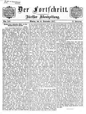 Der Fortschritt (Der Fortschritt auf allen Gebieten des öffentlichen Lebens) Montag 16. September 1867