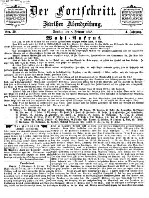 Der Fortschritt (Der Fortschritt auf allen Gebieten des öffentlichen Lebens) Samstag 8. Februar 1868