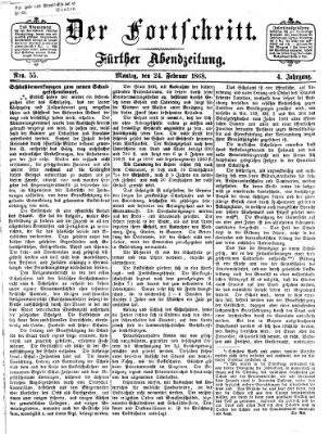 Der Fortschritt (Der Fortschritt auf allen Gebieten des öffentlichen Lebens) Montag 24. Februar 1868