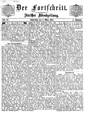 Der Fortschritt (Der Fortschritt auf allen Gebieten des öffentlichen Lebens) Donnerstag 5. März 1868