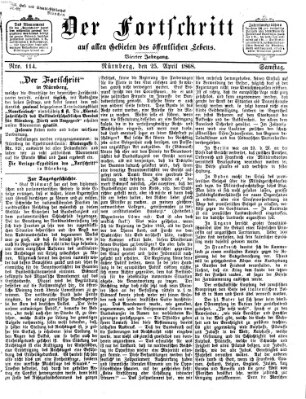 Der Fortschritt auf allen Gebieten des öffentlichen Lebens Samstag 25. April 1868