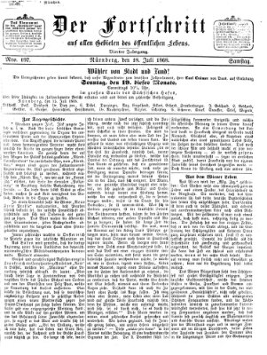 Der Fortschritt auf allen Gebieten des öffentlichen Lebens Samstag 18. Juli 1868