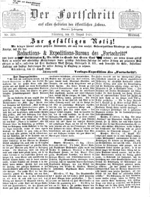 Der Fortschritt auf allen Gebieten des öffentlichen Lebens Mittwoch 19. August 1868