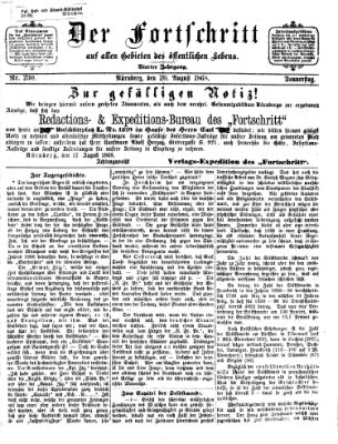 Der Fortschritt auf allen Gebieten des öffentlichen Lebens Donnerstag 20. August 1868