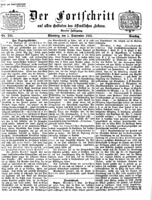 Der Fortschritt auf allen Gebieten des öffentlichen Lebens Samstag 5. September 1868