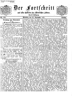 Der Fortschritt auf allen Gebieten des öffentlichen Lebens Dienstag 22. September 1868