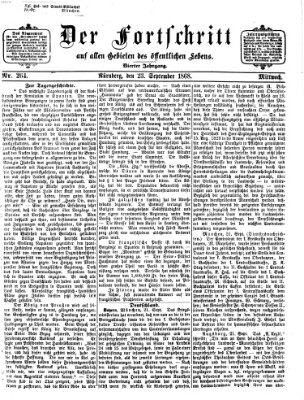 Der Fortschritt auf allen Gebieten des öffentlichen Lebens Mittwoch 23. September 1868