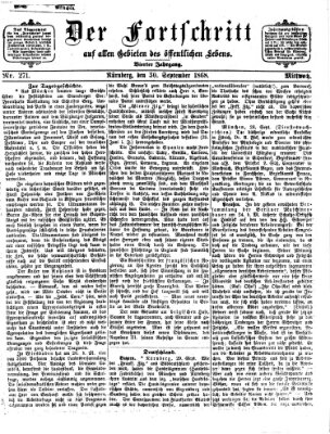 Der Fortschritt auf allen Gebieten des öffentlichen Lebens Mittwoch 30. September 1868