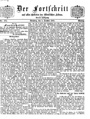 Der Fortschritt auf allen Gebieten des öffentlichen Lebens Montag 5. Oktober 1868