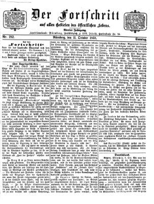 Der Fortschritt auf allen Gebieten des öffentlichen Lebens Sonntag 11. Oktober 1868