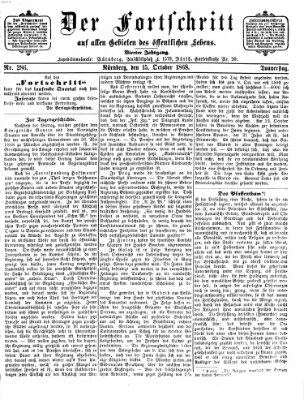 Der Fortschritt auf allen Gebieten des öffentlichen Lebens Donnerstag 15. Oktober 1868