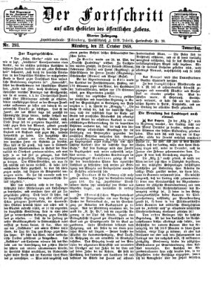 Der Fortschritt auf allen Gebieten des öffentlichen Lebens Donnerstag 22. Oktober 1868