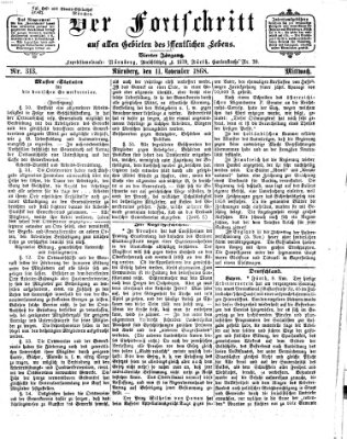 Der Fortschritt auf allen Gebieten des öffentlichen Lebens Mittwoch 11. November 1868