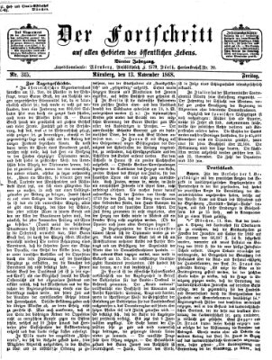 Der Fortschritt auf allen Gebieten des öffentlichen Lebens Freitag 13. November 1868