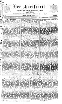 Der Fortschritt auf allen Gebieten des öffentlichen Lebens Samstag 20. Februar 1869