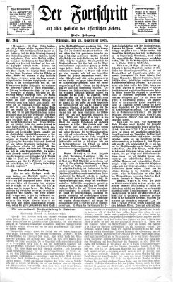 Der Fortschritt auf allen Gebieten des öffentlichen Lebens Donnerstag 23. September 1869